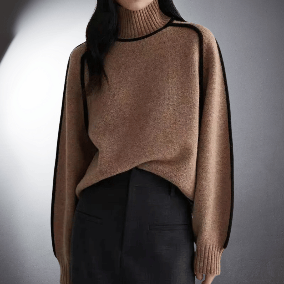 Tina | Relaxed-Fit Lantern-Sleeve Knit Turtleneck Sweater
