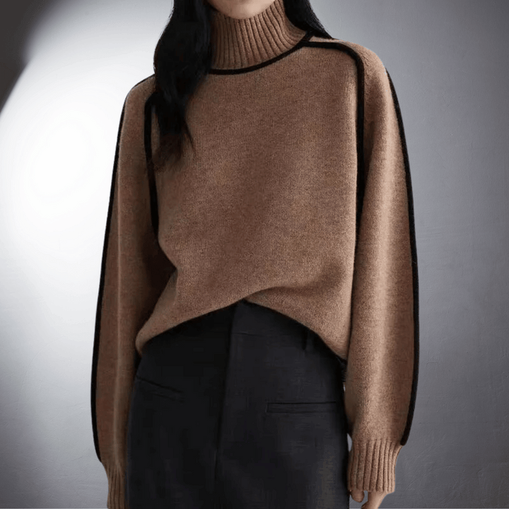 Tina | Relaxed-Fit Lantern-Sleeve Knit Turtleneck Sweater