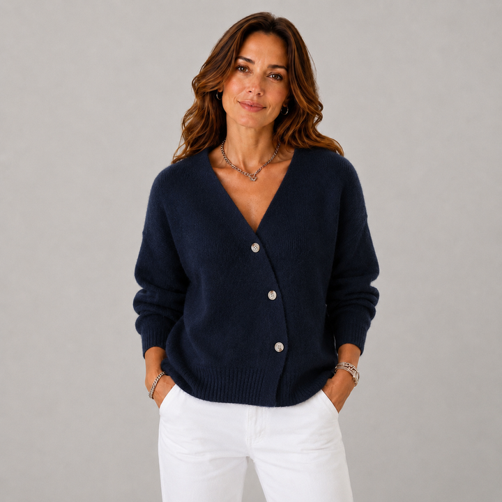 Elsie | V-Neckline Wrap Button-Up Knit Cardigan