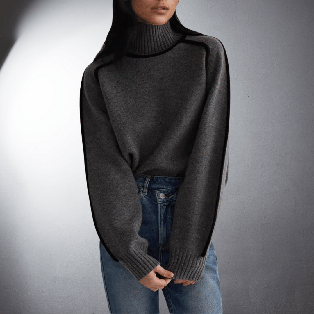 Tina | Relaxed-Fit Lantern-Sleeve Knit Turtleneck Sweater
