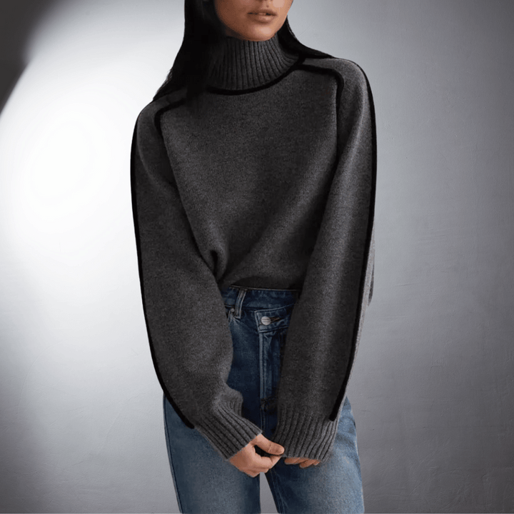Tina | Relaxed-Fit Lantern-Sleeve Knit Turtleneck Sweater