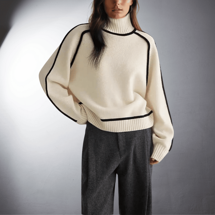 Tina | Relaxed-Fit Lantern-Sleeve Knit Turtleneck Sweater