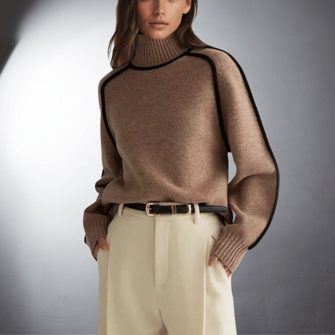Tina | Relaxed-Fit Lantern-Sleeve Knit Turtleneck Sweater