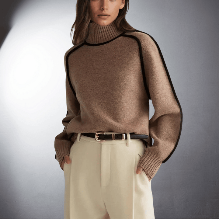 Tina | Relaxed-Fit Lantern-Sleeve Knit Turtleneck Sweater