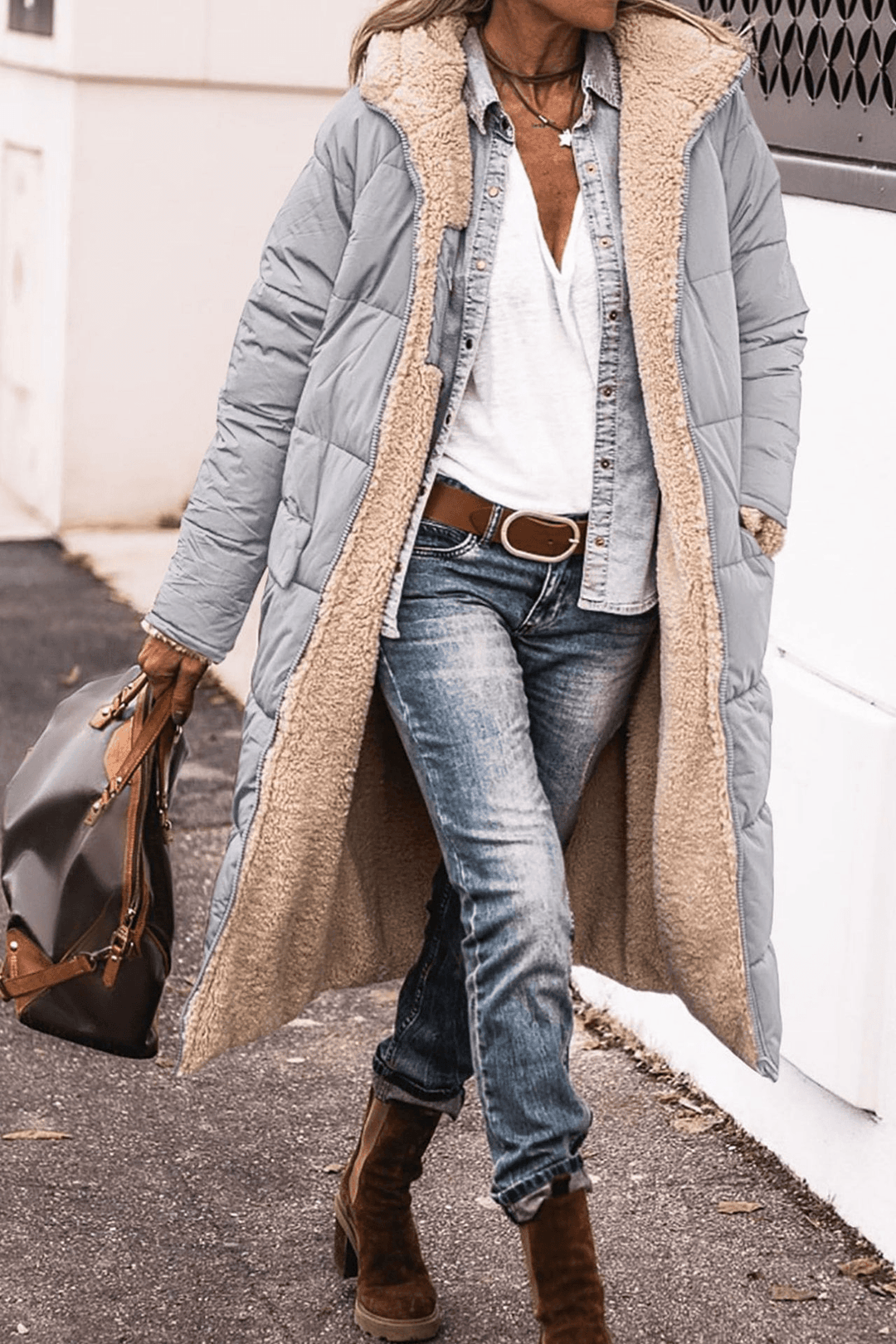 Jenny | Winter Reversible Sherpa Longline Puffer Jacket
