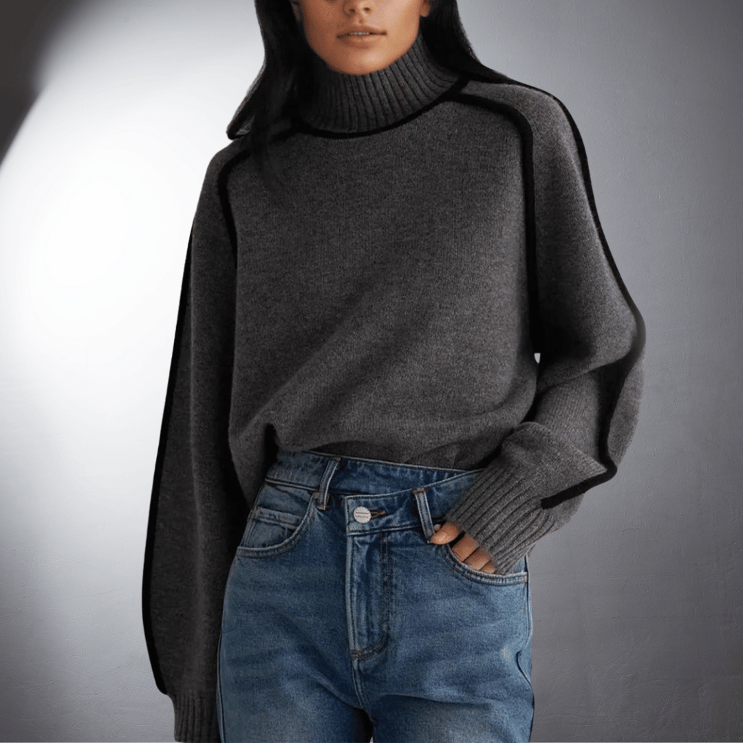 Tina | Relaxed-Fit Lantern-Sleeve Knit Turtleneck Sweater