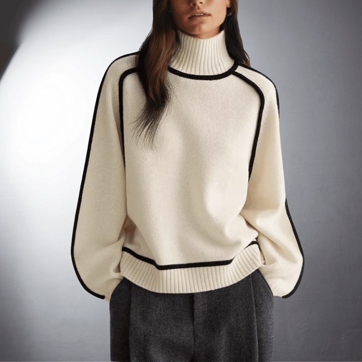 Tina | Relaxed-Fit Lantern-Sleeve Knit Turtleneck Sweater
