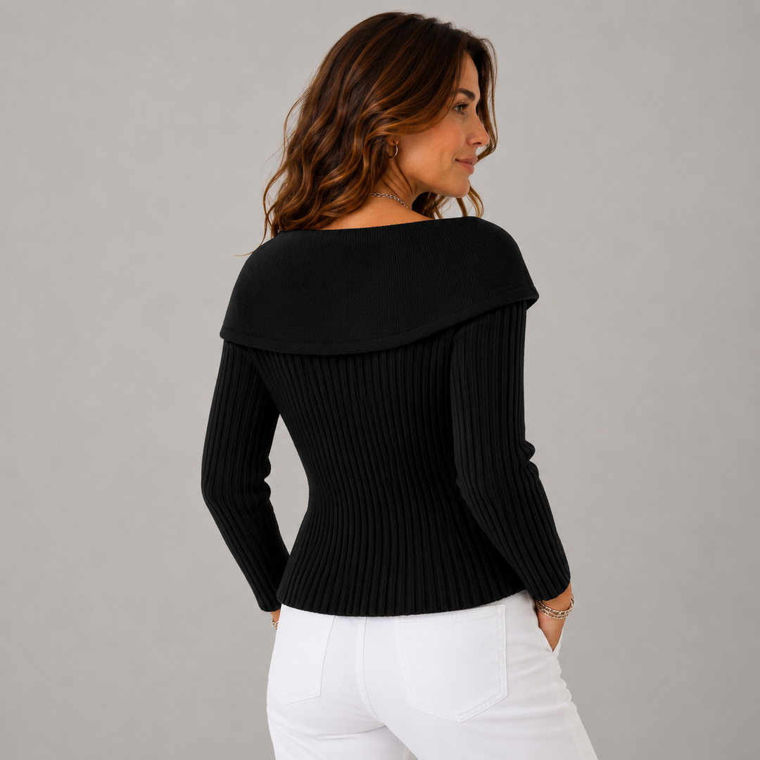 Joana | Off Shoulder Ribbed Knit Cardigan