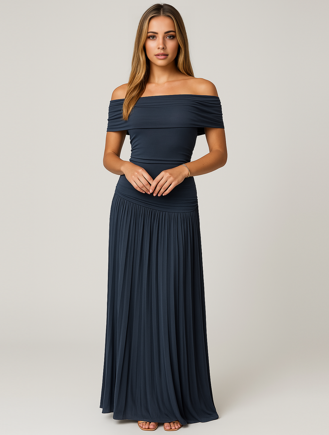 Bella | Wedding Guest Pleated Maxi Dress
