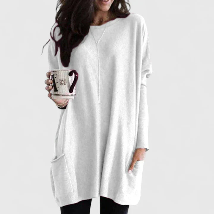 Katherine | Functional Pockets Tunic Length Sweater
