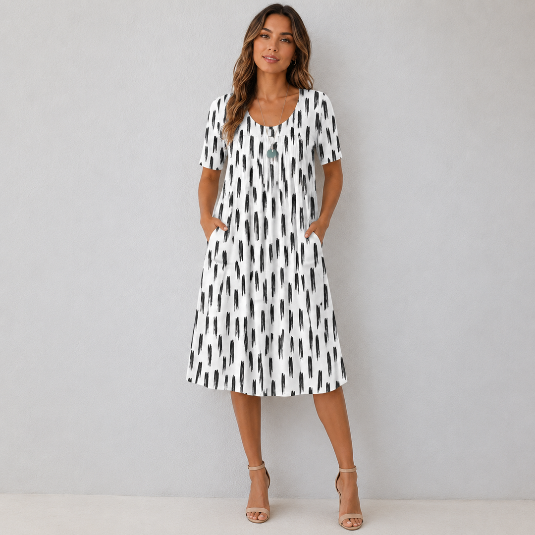 Anna | Floral A-Line Midi Dress – Women's Casual Summer Dress