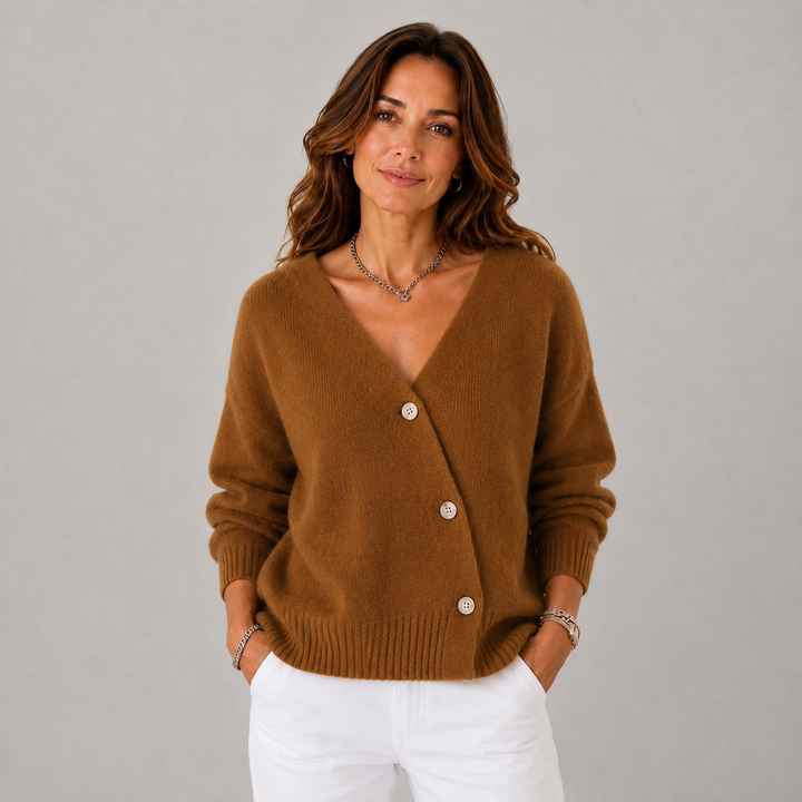 Elsie | V-Neckline Wrap Button-Up Knit Cardigan