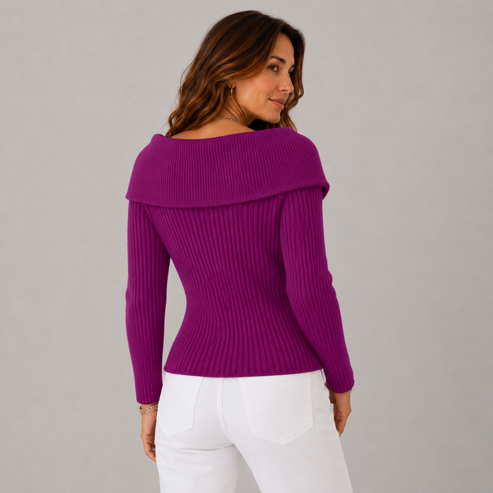 Joana | Off Shoulder Ribbed Knit Cardigan
