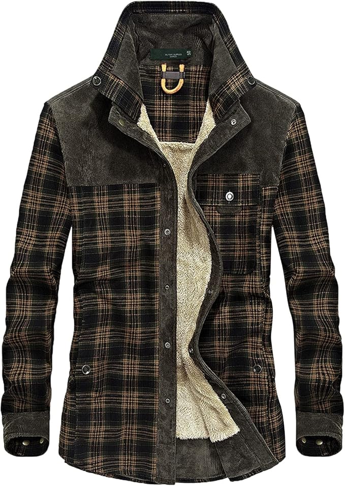 Xavier | Snap Button Closure Plaid Pattern Exterior Stand Collar Design Jacket