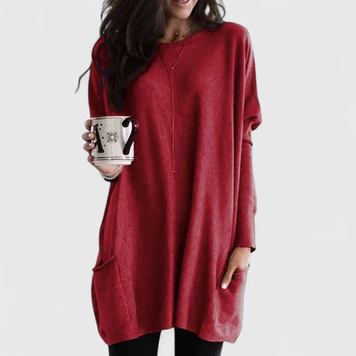 Katherine | Functional Pockets Tunic Length Sweater