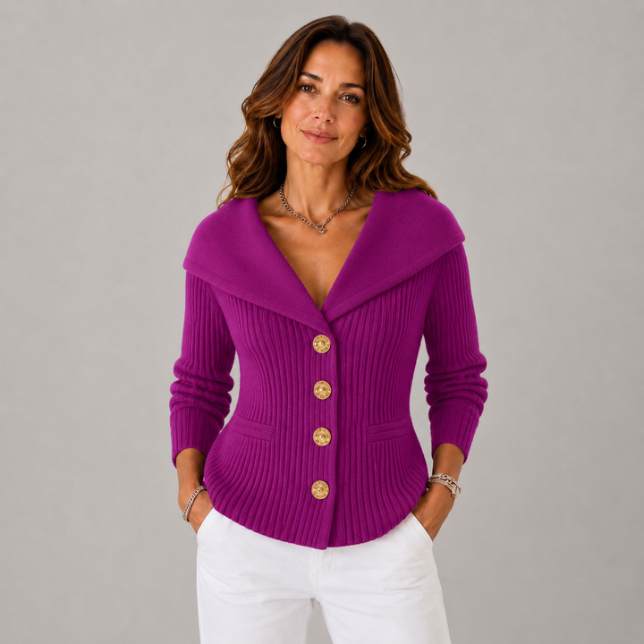 Joana | Off Shoulder Ribbed Knit Cardigan