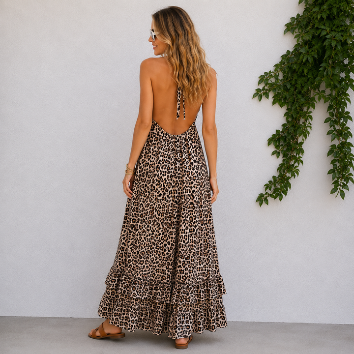 Maryam | Leopard Backless Maxi Dress