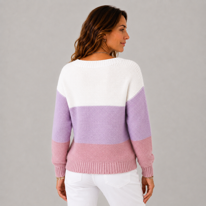 Linda | Color Block Knit Winter Sweater