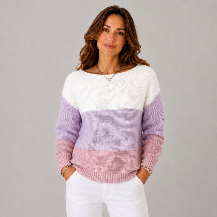 Linda | Color Block Knit Winter Sweater