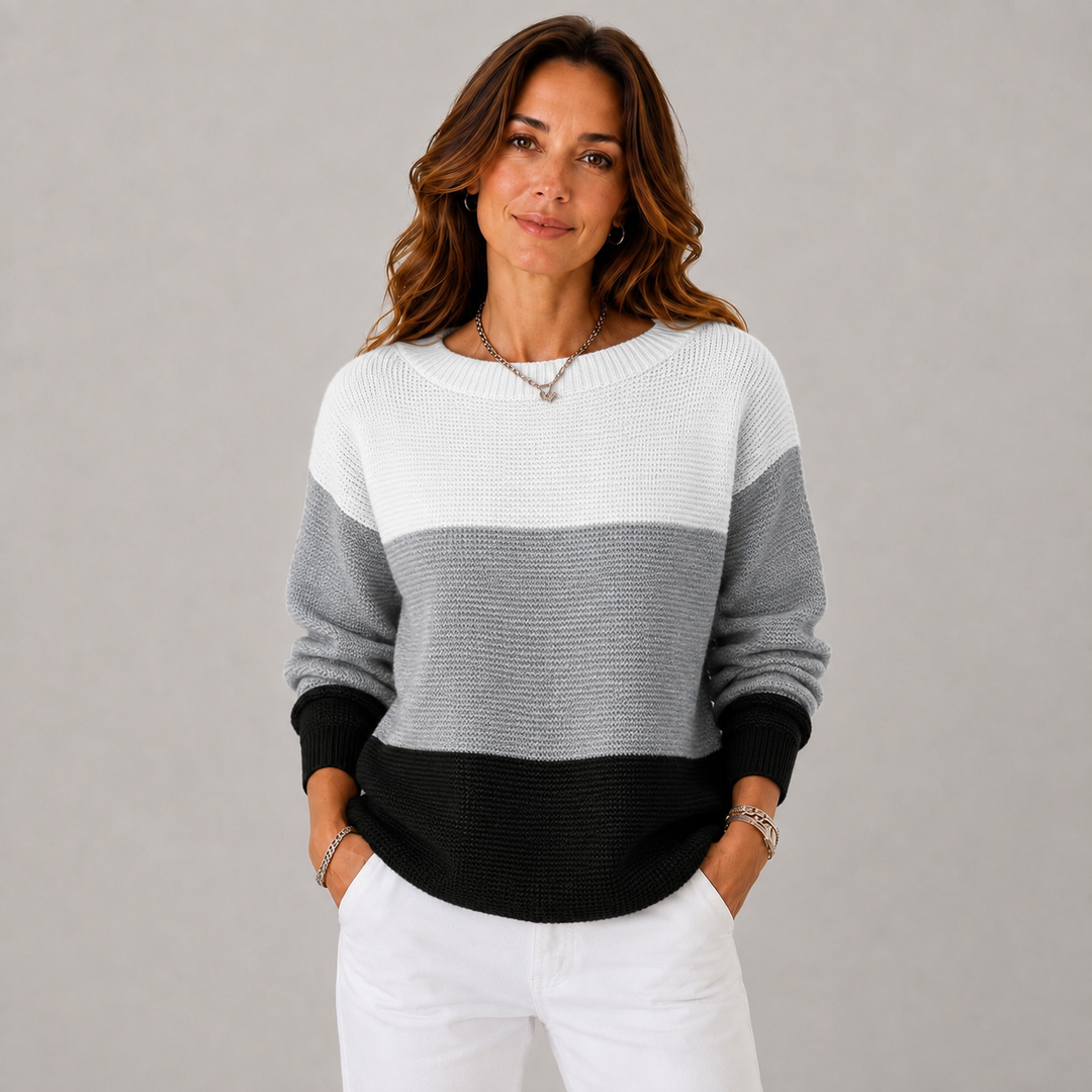 Linda | Color Block Knit Winter Sweater