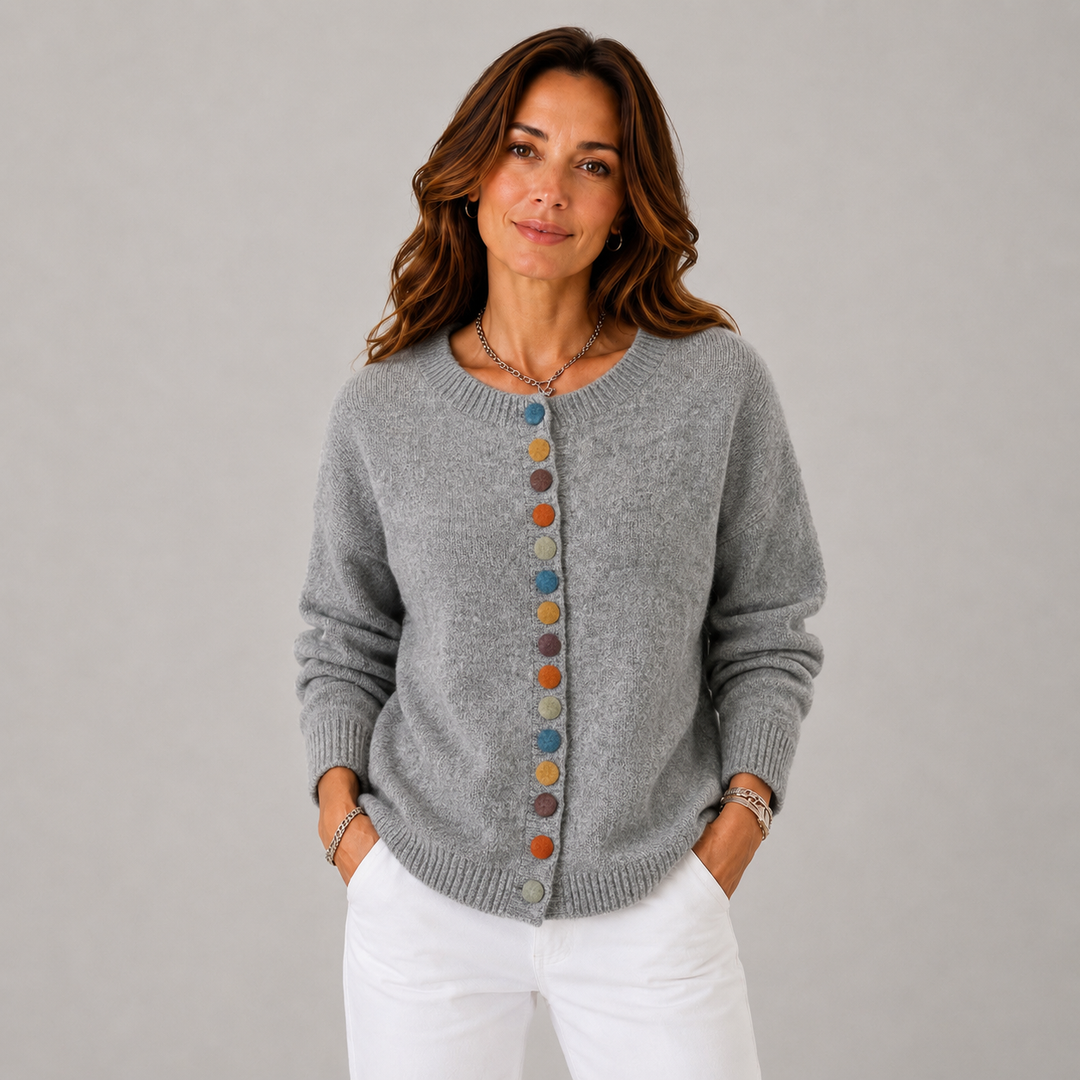 Vicky | Button Detail Crew Neck Cardigan