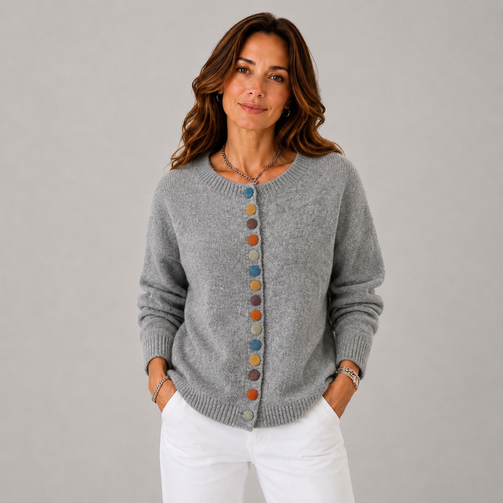 Vicky | Button Detail Crew Neck Cardigan