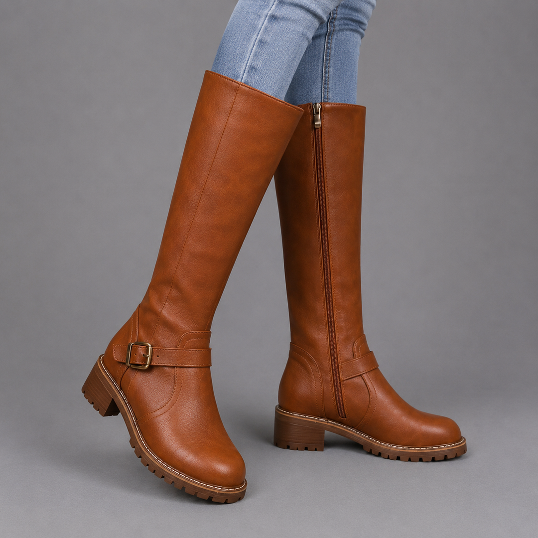 Cindy | Waterproof Leather Knee-High Boots