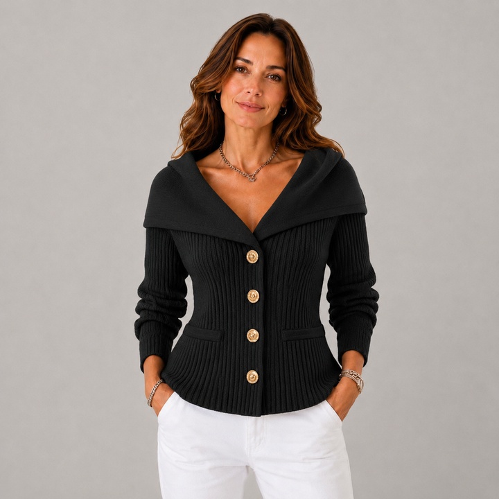 Joana | Off Shoulder Ribbed Knit Cardigan
