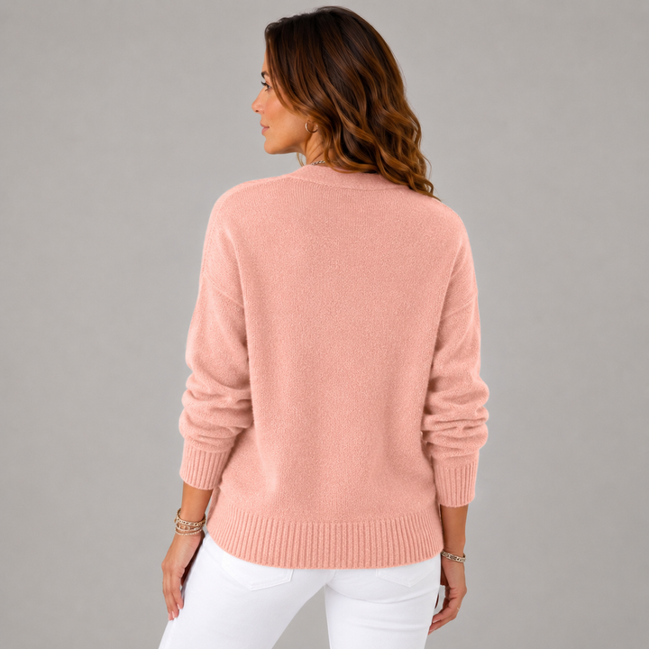 Cindy | Cosy V- Neck Heart Button Knit Cardigan