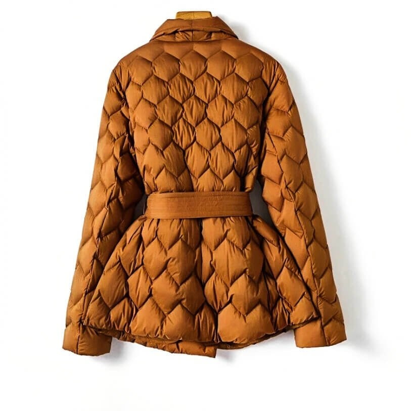 Carmel | Warm Belted Quilted Down Coat with Shawl Collar