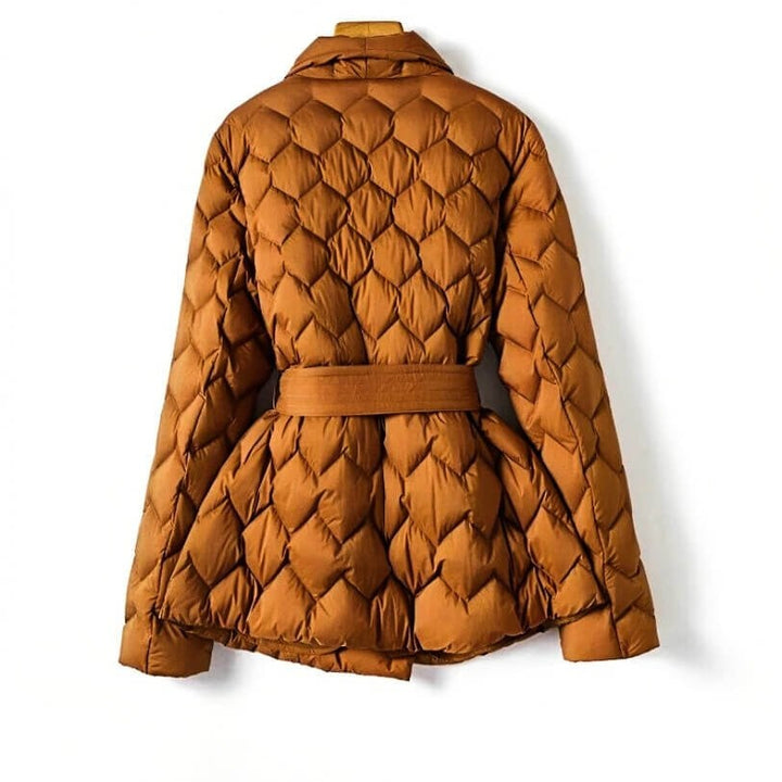 Carmel | Warm Belted Quilted Down Coat with Shawl Collar