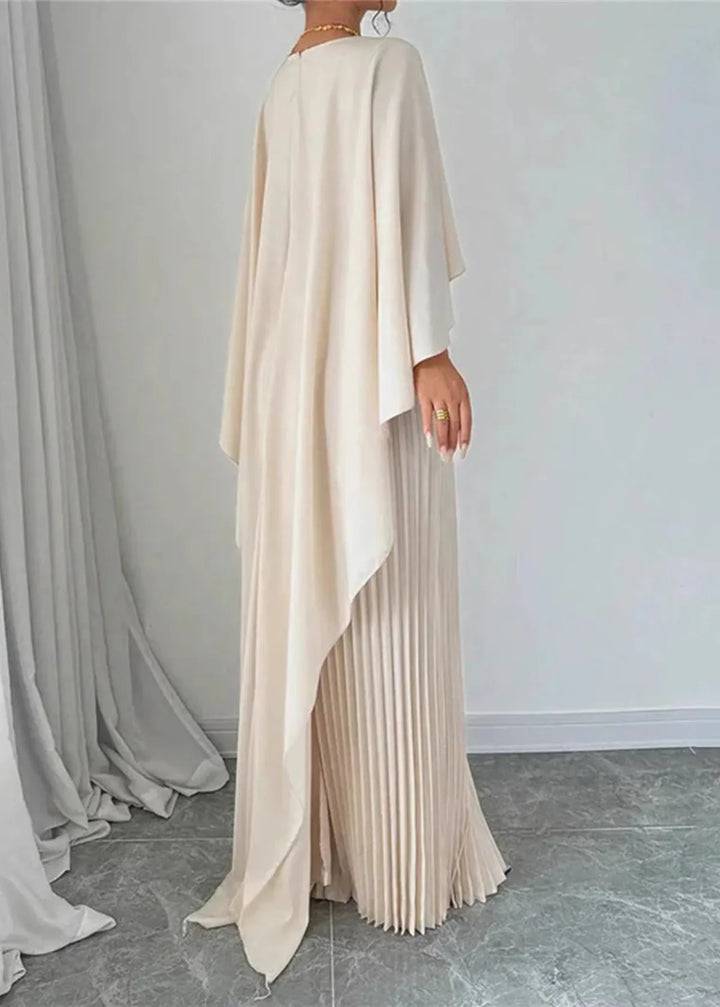 Makayla | Wedding Guest Pleated Cape Maxi Dress
