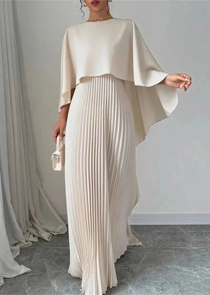 Makayla | Wedding Guest Pleated Cape Maxi Dress