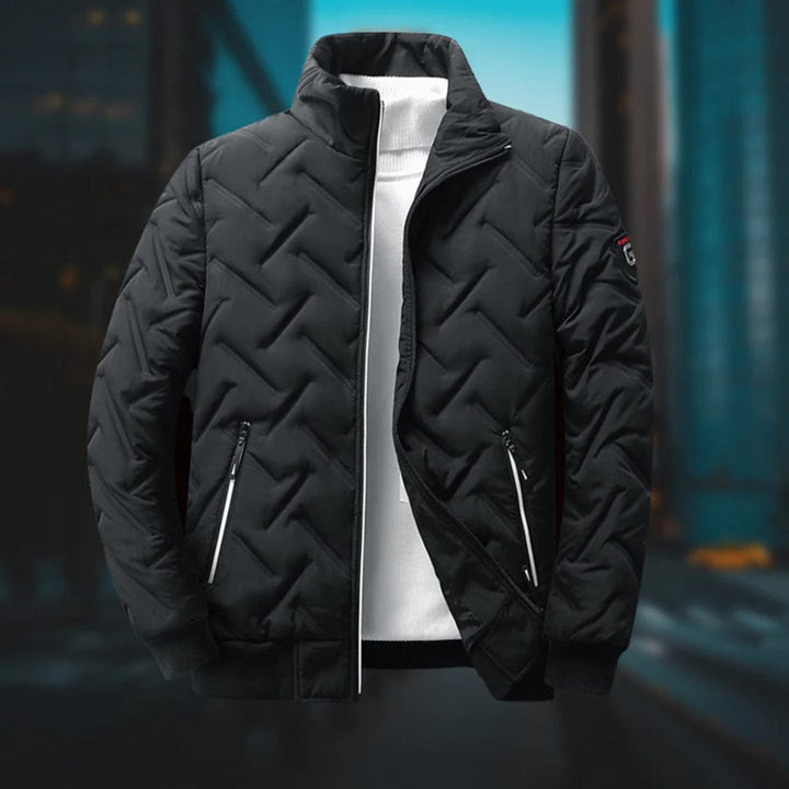 Theo | Quilted Stand Collar Design Full Zip Front Puffer Jacket