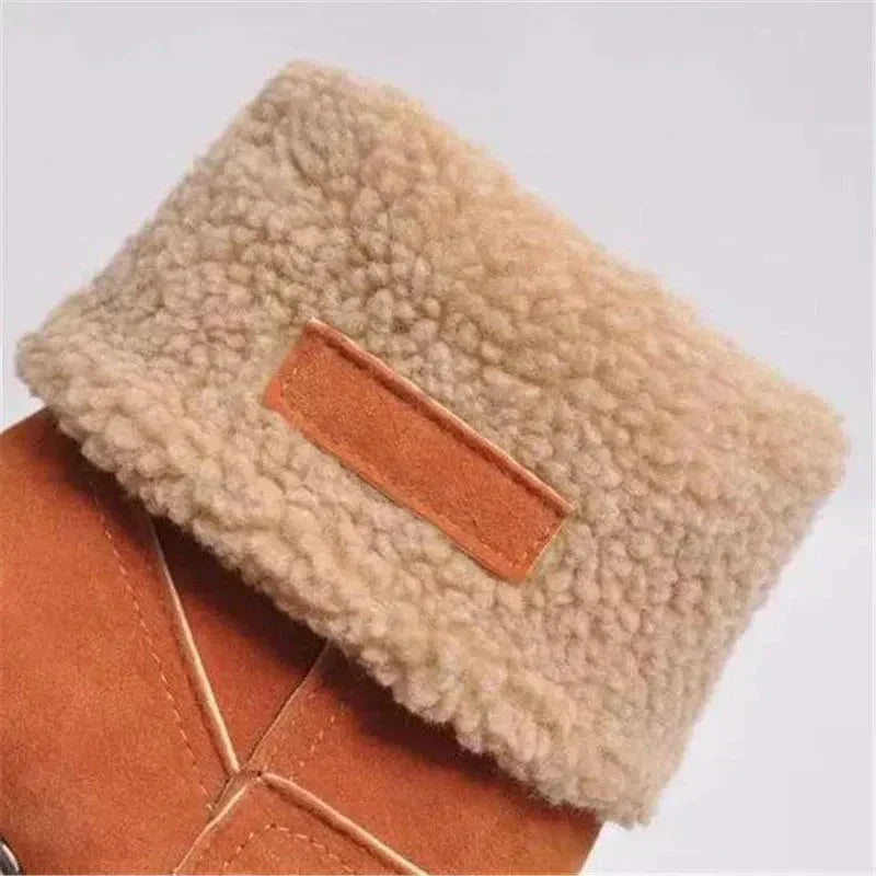 Bianca | Cuff Lug Sole Block Heel Winter Wool Ankle Boots