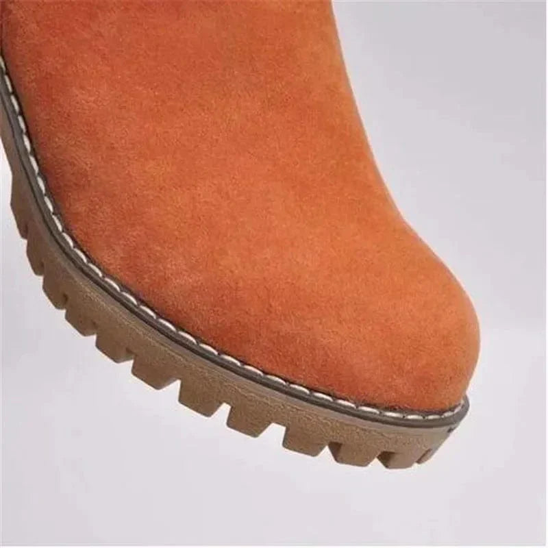 Bianca | Cuff Lug Sole Block Heel Winter Wool Ankle Boots