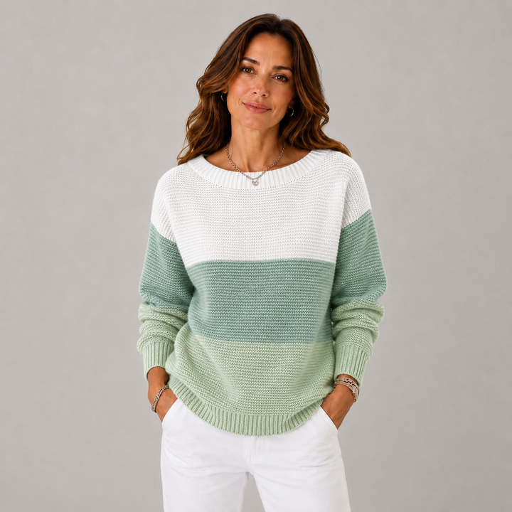 Linda | Color Block Knit Winter Sweater