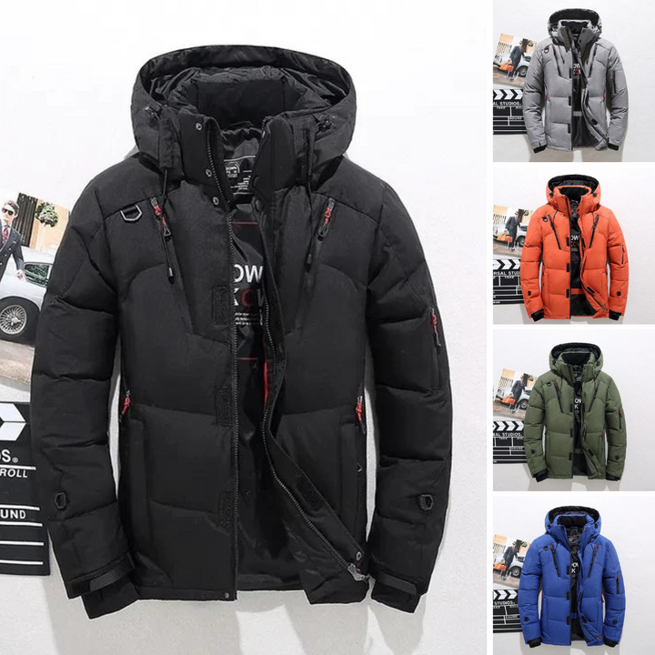 Emmett | Quilted Hooded High Collar Full Zip Front Puffer Jacket