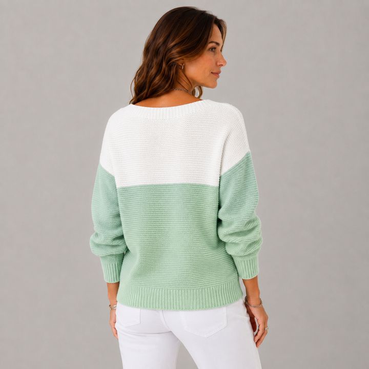 Linda | Color Block Knit Winter Sweater