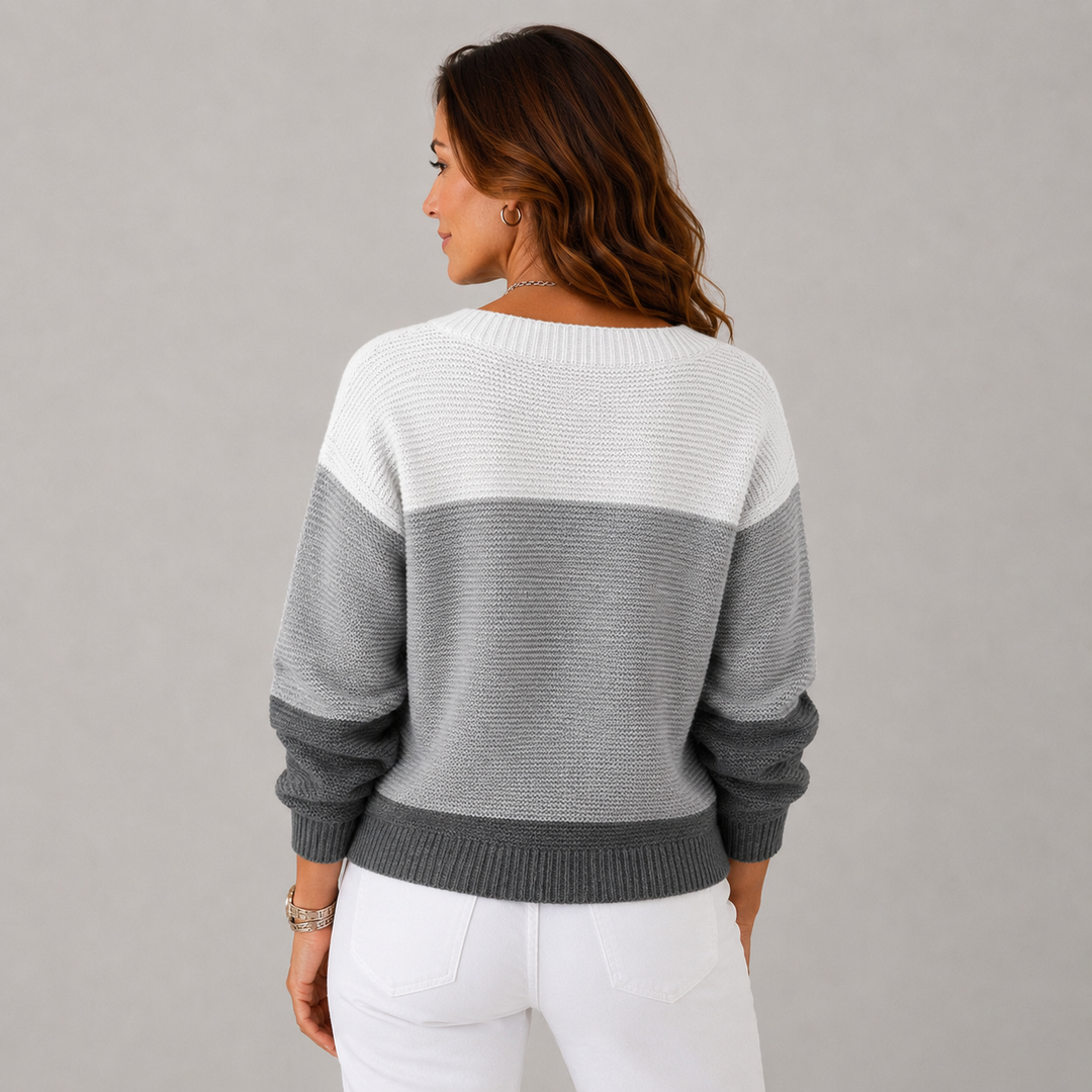 Linda | Color Block Knit Winter Sweater