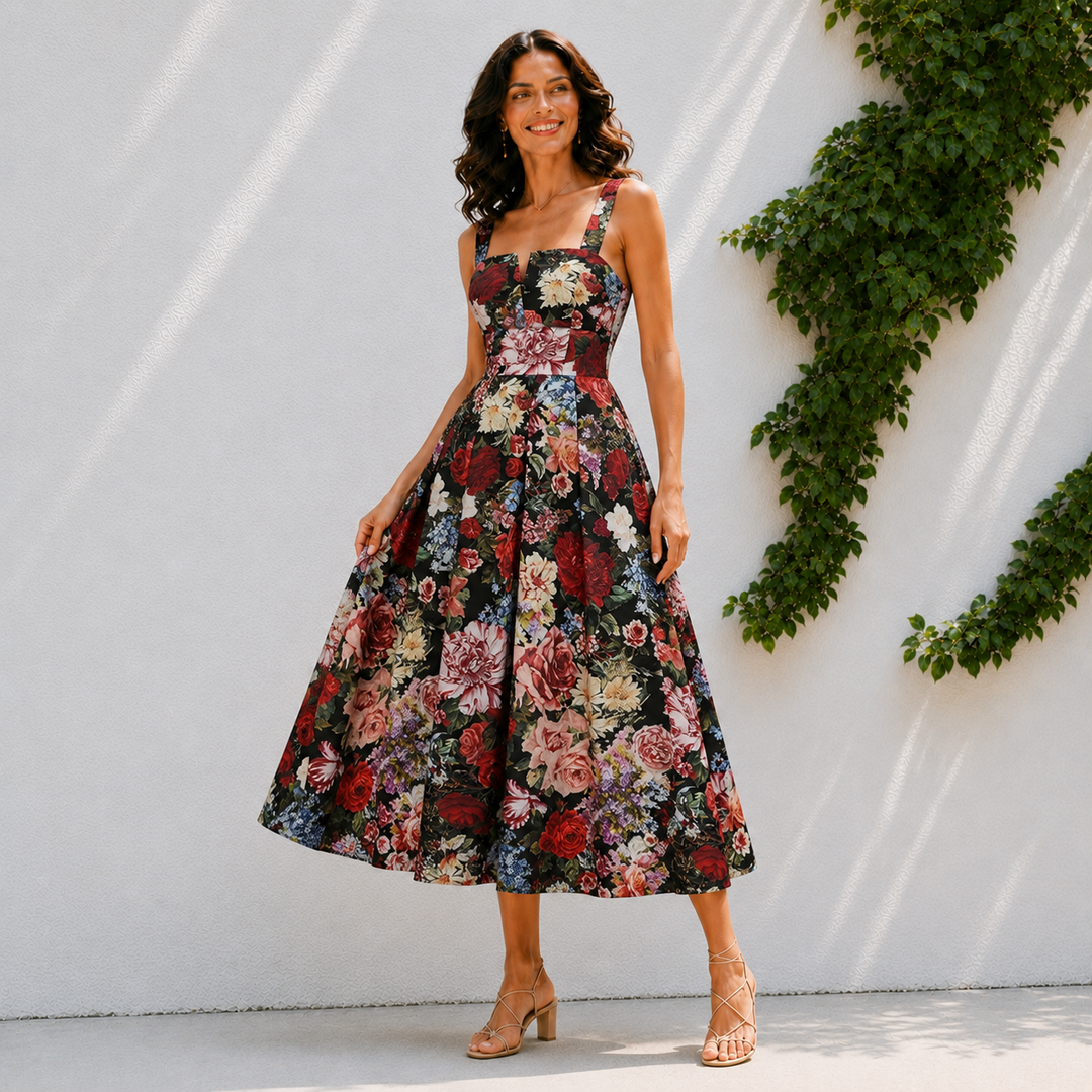 Rosalie | Women’s Vintage Floral Midi Dress