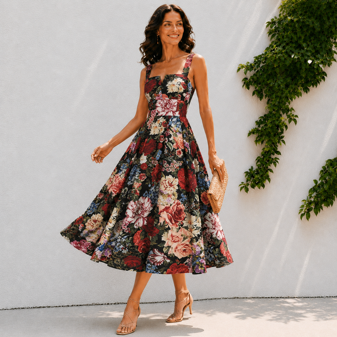 Rosalie | Women’s Vintage Floral Midi Dress