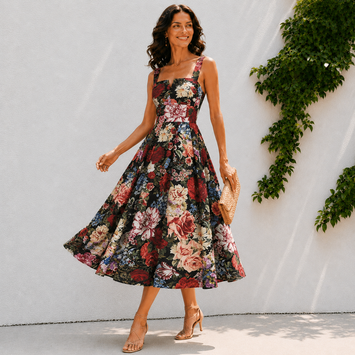 Rosalie | Women’s Vintage Floral Midi Dress