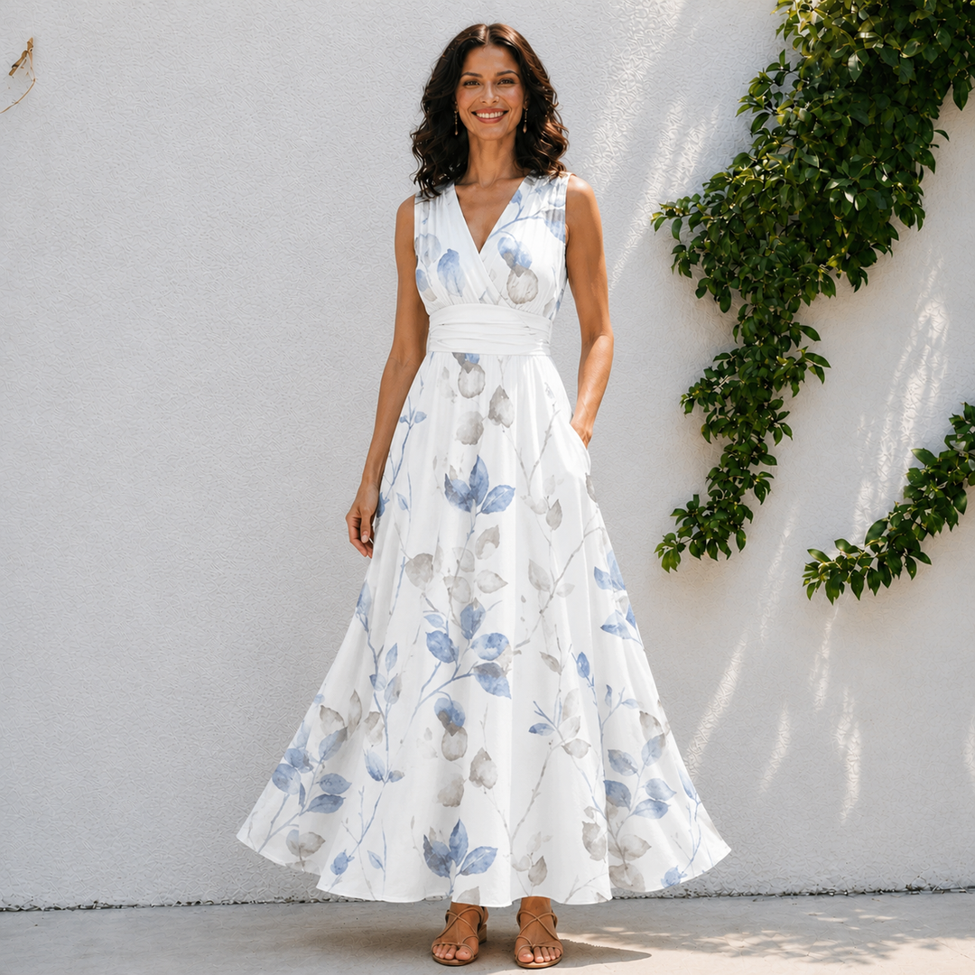 Camille | V Neck Sleeveless Swing Dress