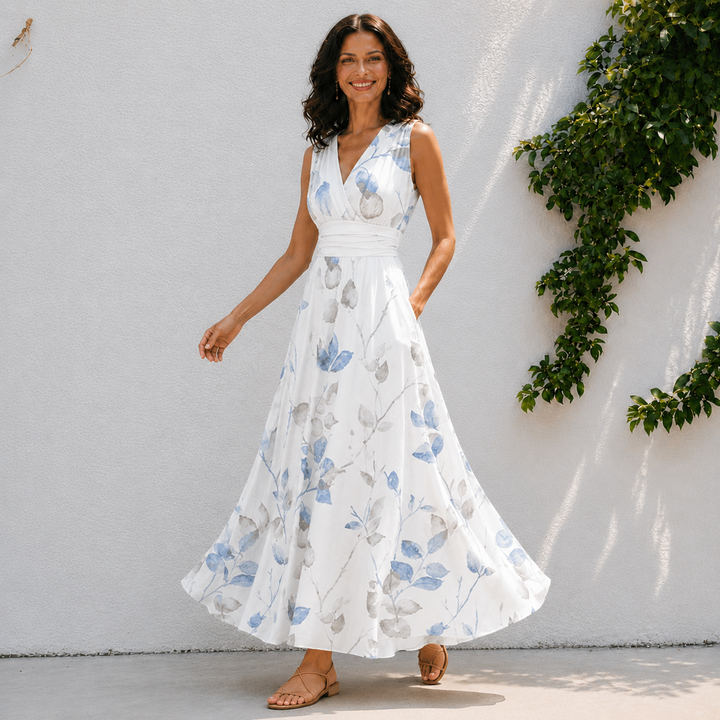 Camille | V Neck Sleeveless Swing Dress