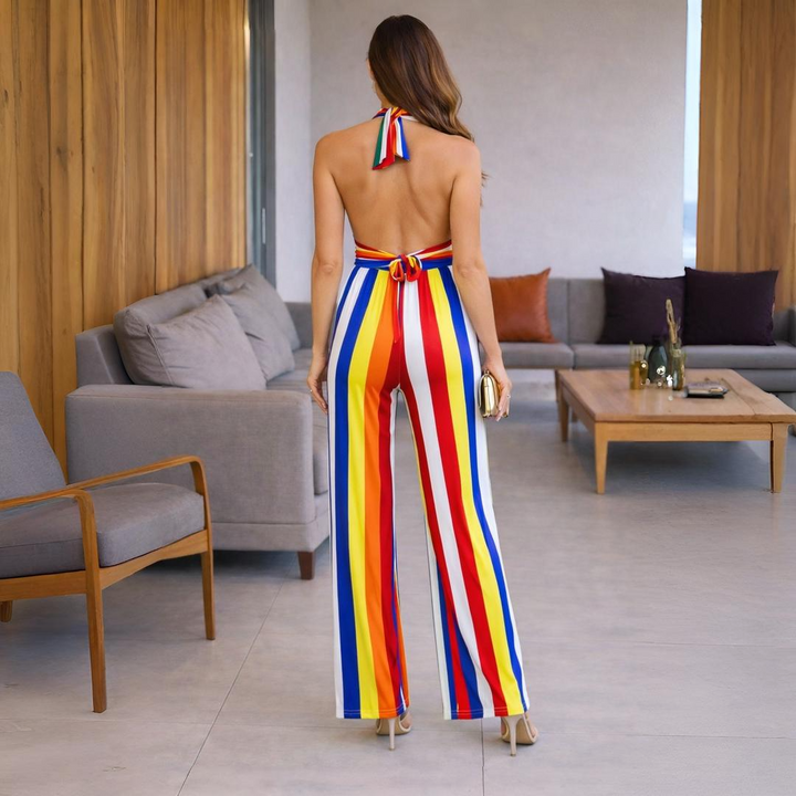 Maya | Colorful Open-Back Jumpsuit