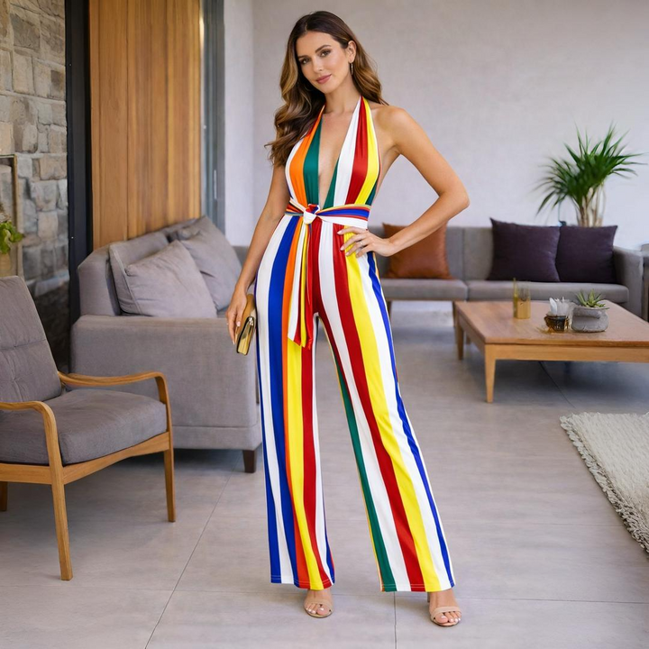 Maya | Colorful Open-Back Jumpsuit