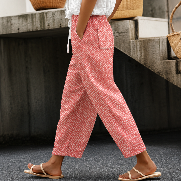 Elara | Striped Button-Hem Trousers