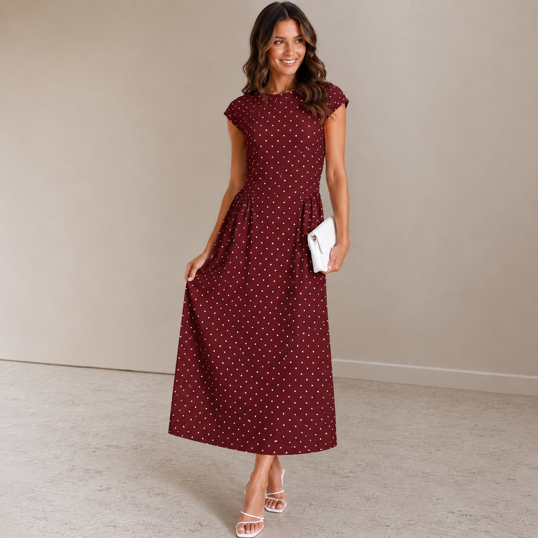 Cindy | Elegant Polka Dot Midi Dress