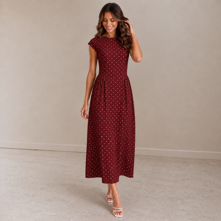 Cindy | Elegant Polka Dot Midi Dress